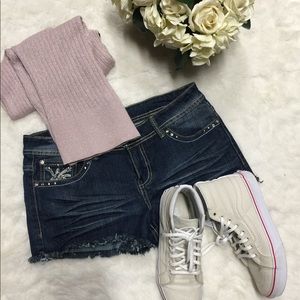 Women's Keip rhinestone studs and embroiders short